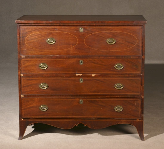 Appraisal: Federal Ebonized and Satinwood Inlaid Mahogany Butler's Chest of Drawers