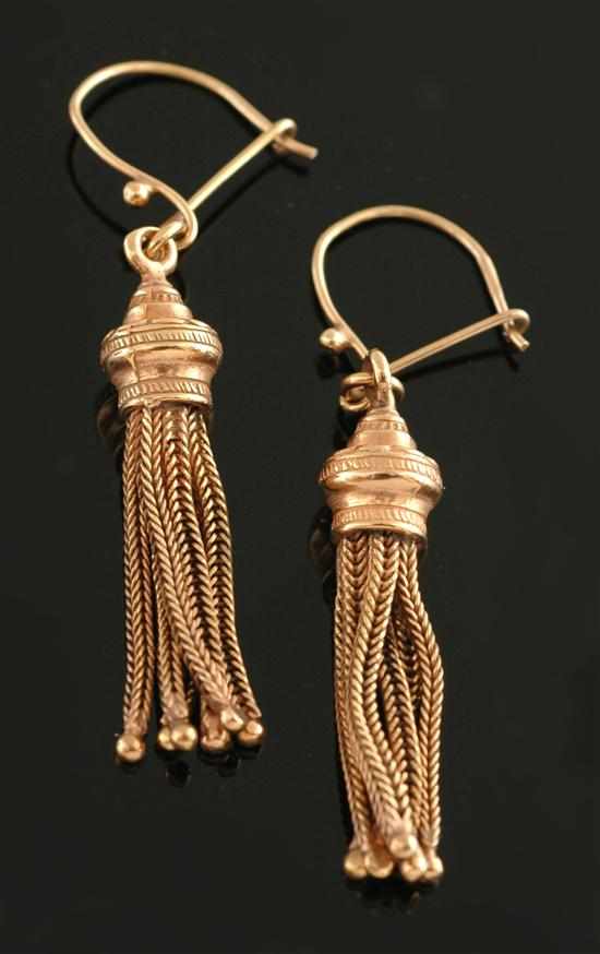 Appraisal: A pair of Victorian style earrings Of tassel design suspended