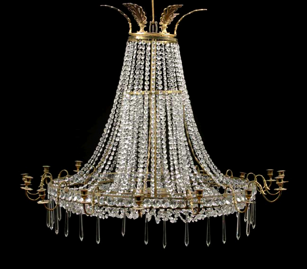 Appraisal: Monumental Northern European Gilded Brass and Cut Glass Sixteen-Light Chandelier