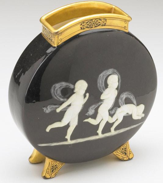 Appraisal: MINTON Attr PATE-SUR-PATE PILLOW VASE With three cherubs and gilt