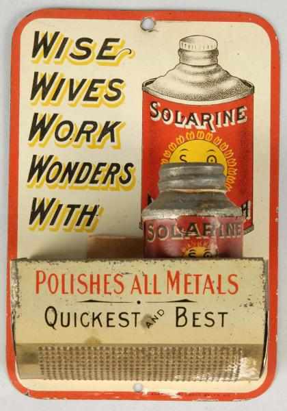 Appraisal: Tin Solarine Metals Advertising Wall Match Description Comes with original