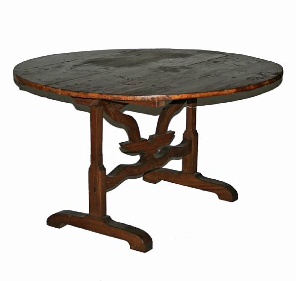 Appraisal: A French Provincial tilt top table height in diameter in