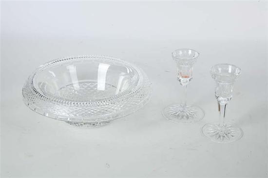 Appraisal: TWO PIECES OF CRYSTAL Waterford console bowl d Pair of