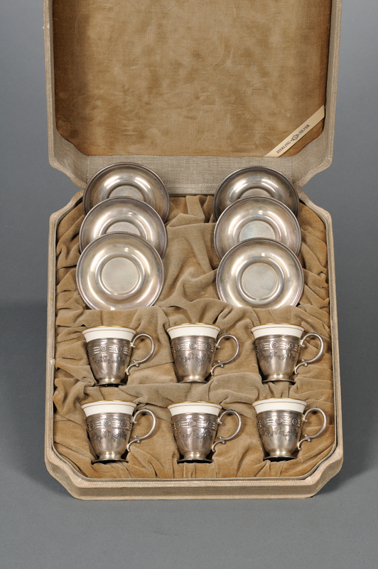 Appraisal: Wallace Sterling Silver and Lenox Demitasse Set for Six cased