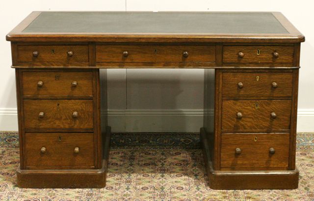 Appraisal: A Victorian oak pedestal desk cm wide cm deep cm