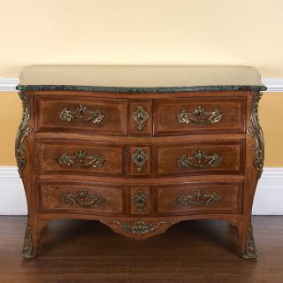 Appraisal: Louis XV bronze mounted parquetry commode Louis XV bronze mounted