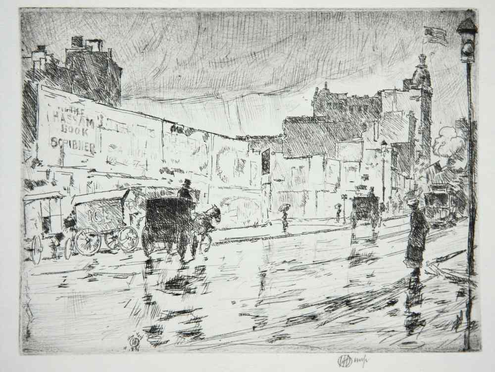 Appraisal: ETCHING - 'Bill Boards' by Childe Hassam NY MA -