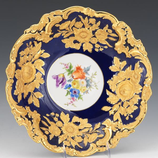 Appraisal: MEISSEN PORCELAIN GOLD AND COBALT BLUE HAND PAINTED CENTERPIECE BOWL