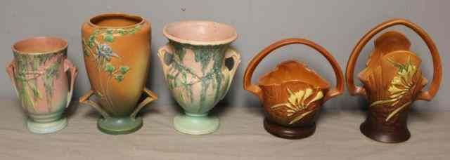 Appraisal: Pieces of Roseville Art Pottery Includes an orange Roseville Freesia