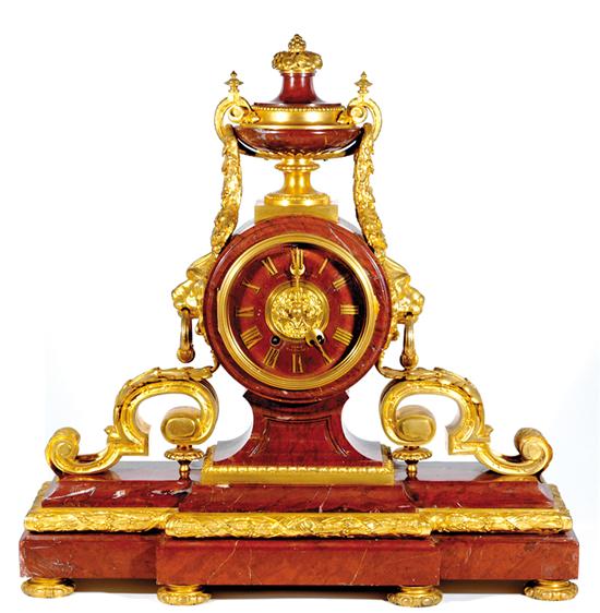 Appraisal: French marble and ormolu mantel clock circa Carpentier Paris large