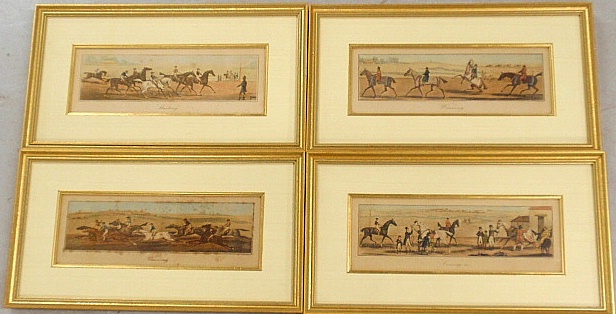 Appraisal: - Set of four framed and matted horseracing prints by