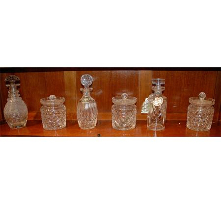 Appraisal: Set of Three Cut Glass Covered Jars Together with Three