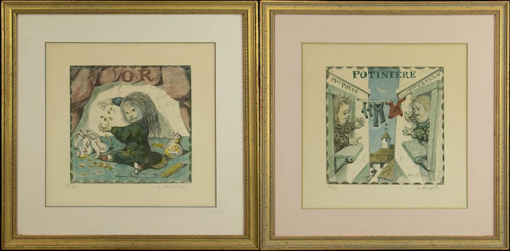 Appraisal: FOUJITA Leonard Tsuguharu Japan - Two lithographs on paper From