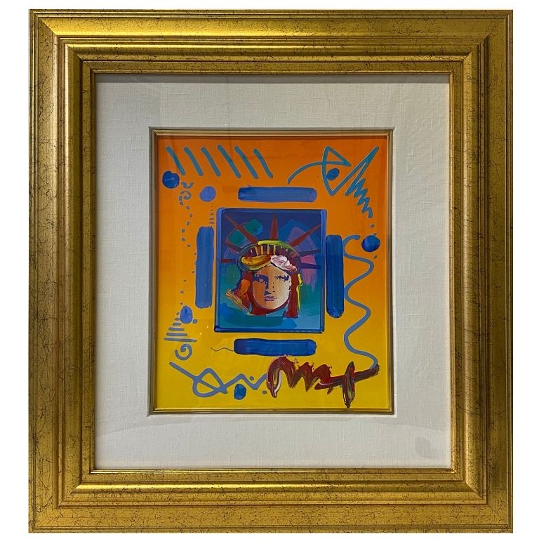 Appraisal: Peter Max Liberty Head II Collage Peter Max Liberty Head