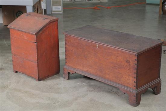 Appraisal: TWO PIECES A dovetailed cherry blanket chest on bracket base