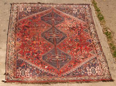 Appraisal: A Shiraz carpet South West Persia the madder field with