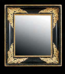 Appraisal: Attractive Restauration Carved Satin Black-Painted and Parcel-Gilt Beechwood Mirror first