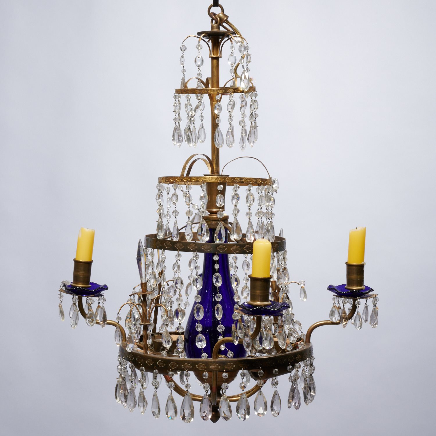 Appraisal: BALTIC NEOCLASSICAL BRONZE AND GLASS CHANDELIER th th c in