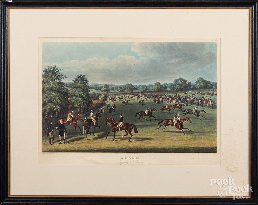 Appraisal: Color horse racing lithograph Color horse racing lithograph after Pollard