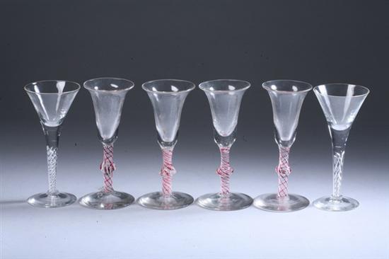 Appraisal: SIX ENGLISH GLASS CORDIALS mid-to-late th century Four with ruby