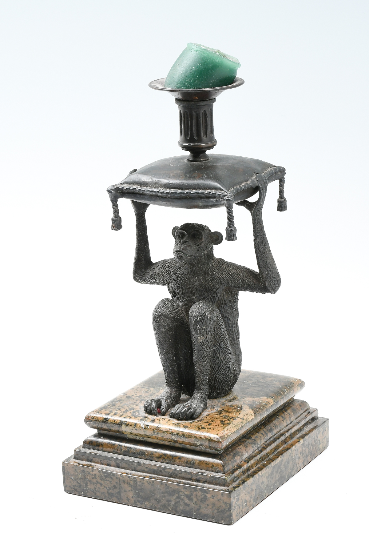 Appraisal: MAITLAND SMITH BRONZE MONKEY CANDLESTICK Maitland Smith bronze Monkey candle