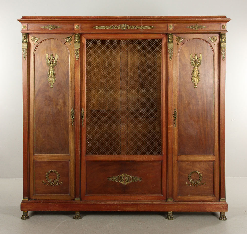 Appraisal: - French Empire Bibliotheque French Empire Bronze Mounted Mahogany Biblioth