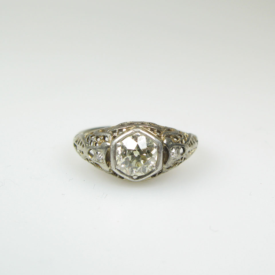 Appraisal: k k White Gold Filigree Ring set with an Old