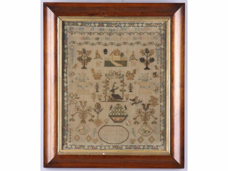 Appraisal: Sampler Possibly English Early th c worked in silk in