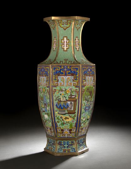 Appraisal: Large and Impressive Chinese Cloisonne Vase th century of hexagonal