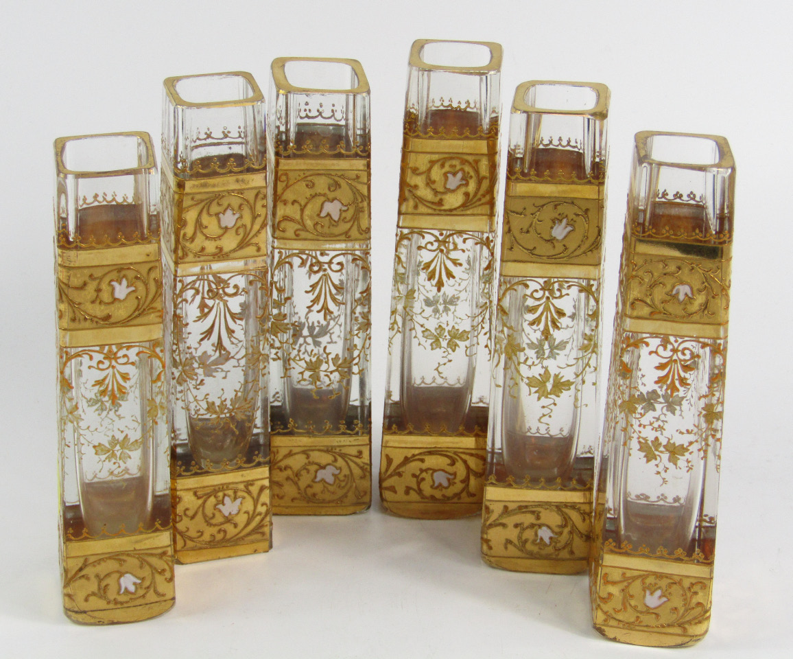 Appraisal: A set of six Continental glass spill vases late thC