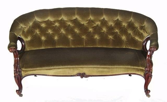 Appraisal: A VICTORIAN ROSEWOOD FRAME CONCAVE SETTEE with deep buttoned back