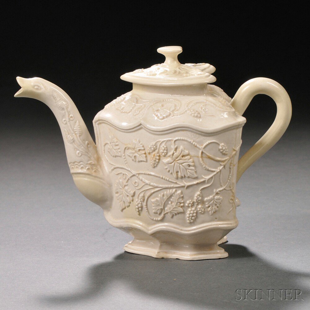 Appraisal: Staffordshire Salt-glazed Stoneware Teapot and Cover England c heart shape