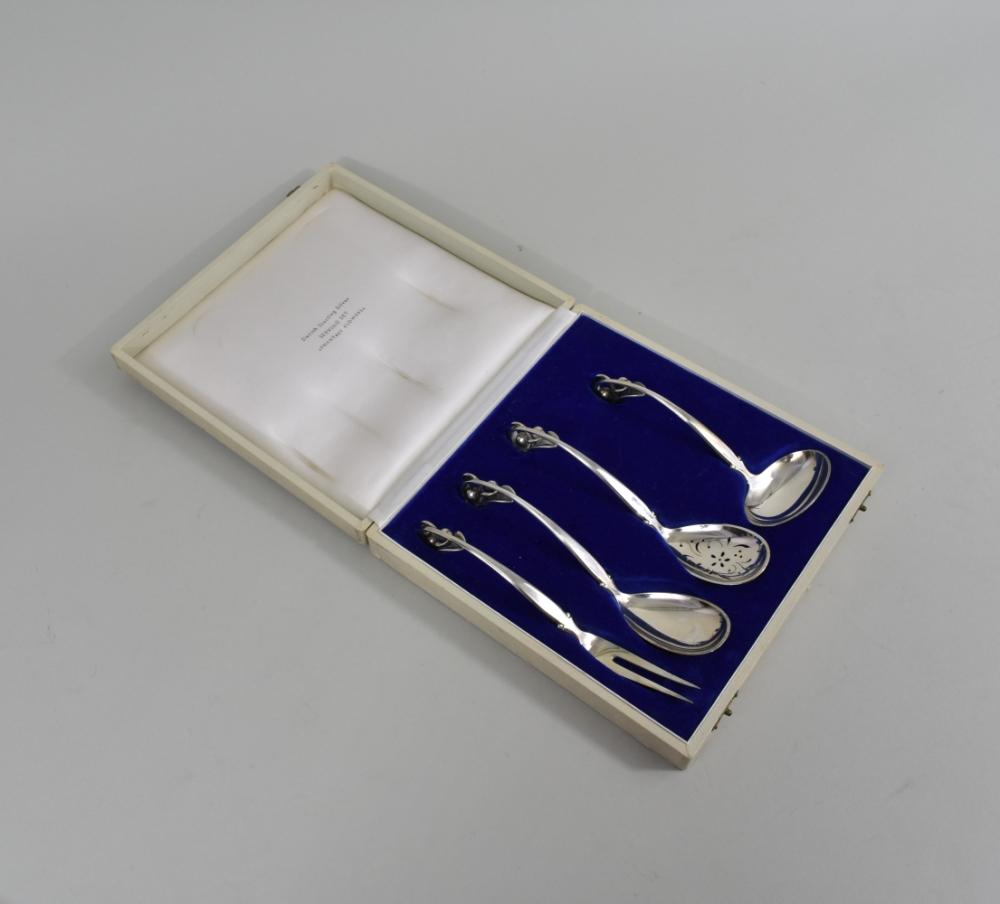 Appraisal: DANISH MODERN STERLING SILVER HORS D OEUVRE SETW S Sorensen