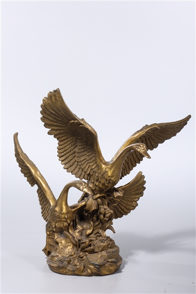 Appraisal: Chinese bronze swan group x x approx