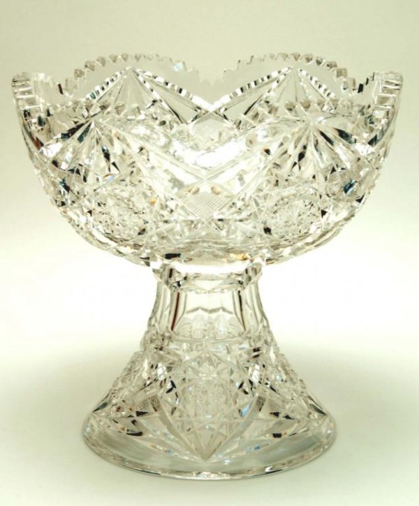 Appraisal: Two piece elevated punch bowl in a star and diamond