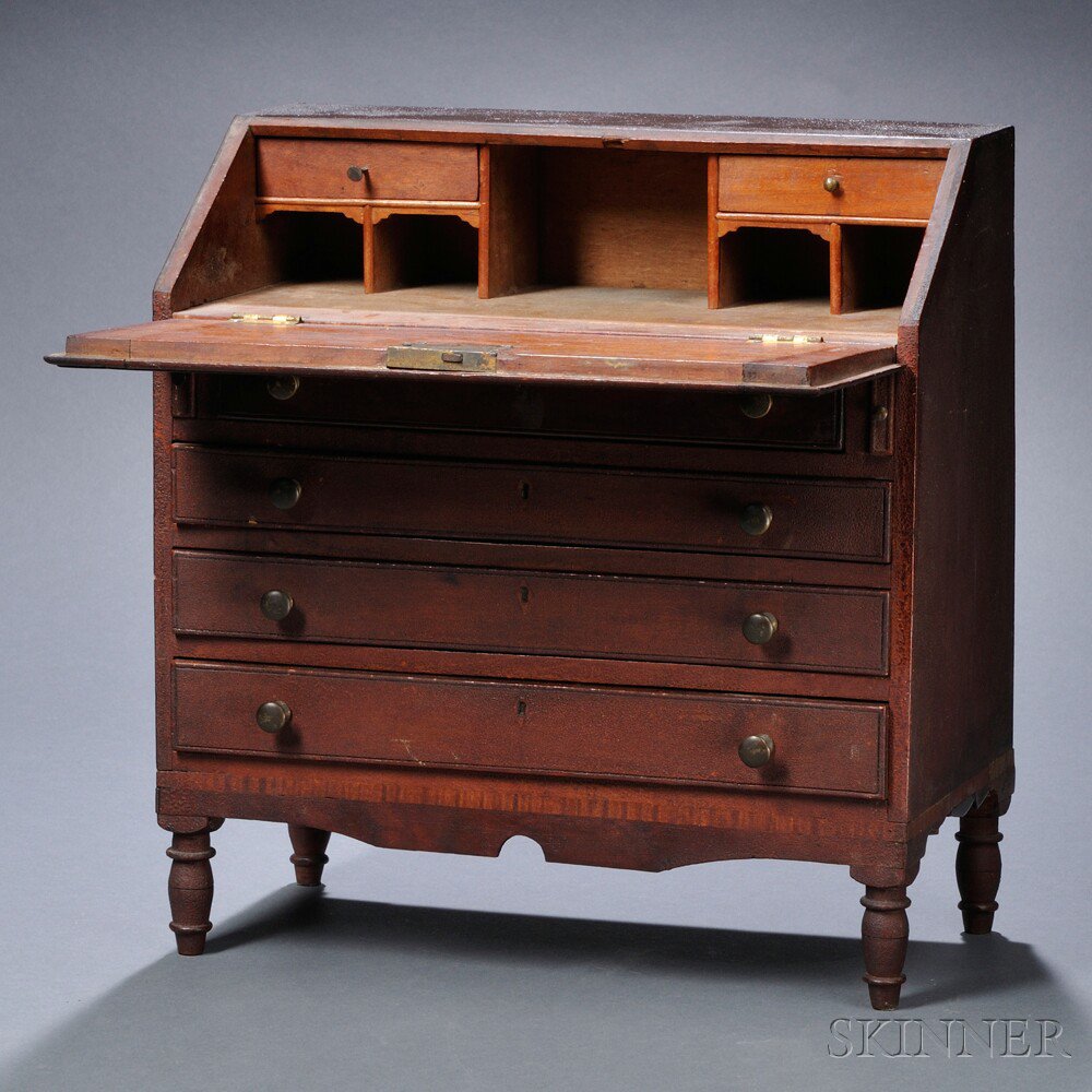 Appraisal: Miniature Federal Cherry Slant-lid Desk America early th century the