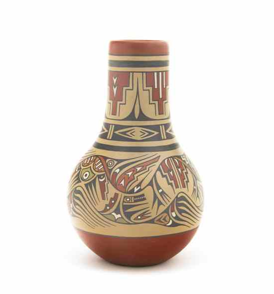 Appraisal: A Santa Clara Polychromed Vase with avanyu design signed in