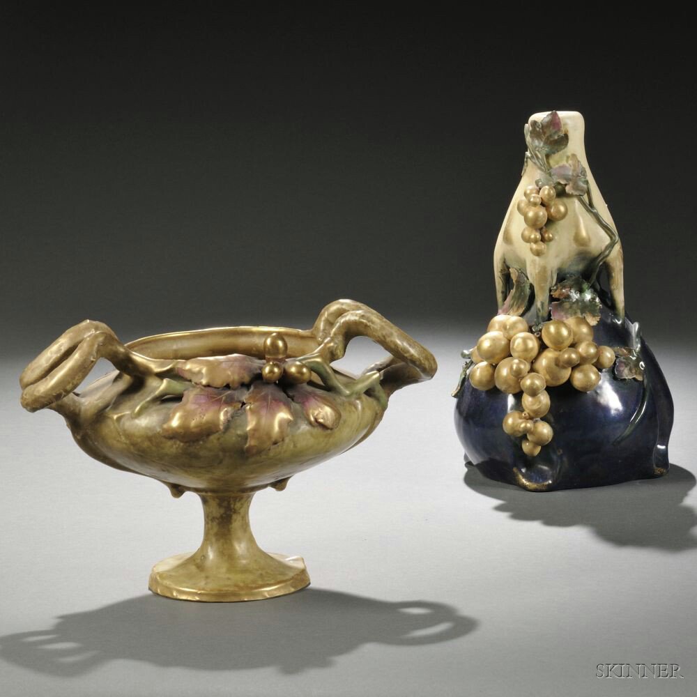 Appraisal: Two Amphora Art Pottery Vases Czech Republic early th century