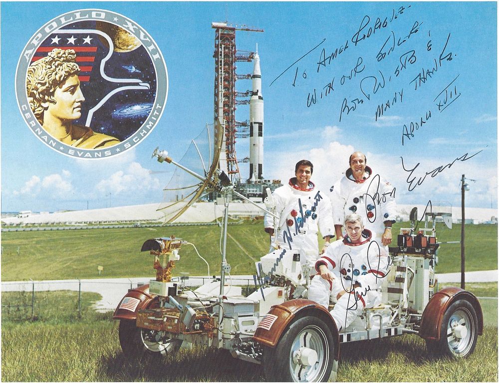 Appraisal: A GROUP OF SIX NASA PRINTS APOLLO CREW SIGNED ORANGE