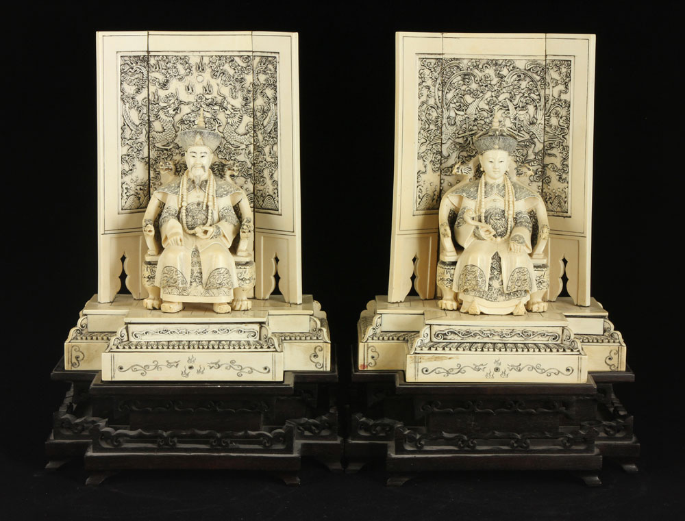 Appraisal: - th C Chinese Statues Statues of the Emperor and