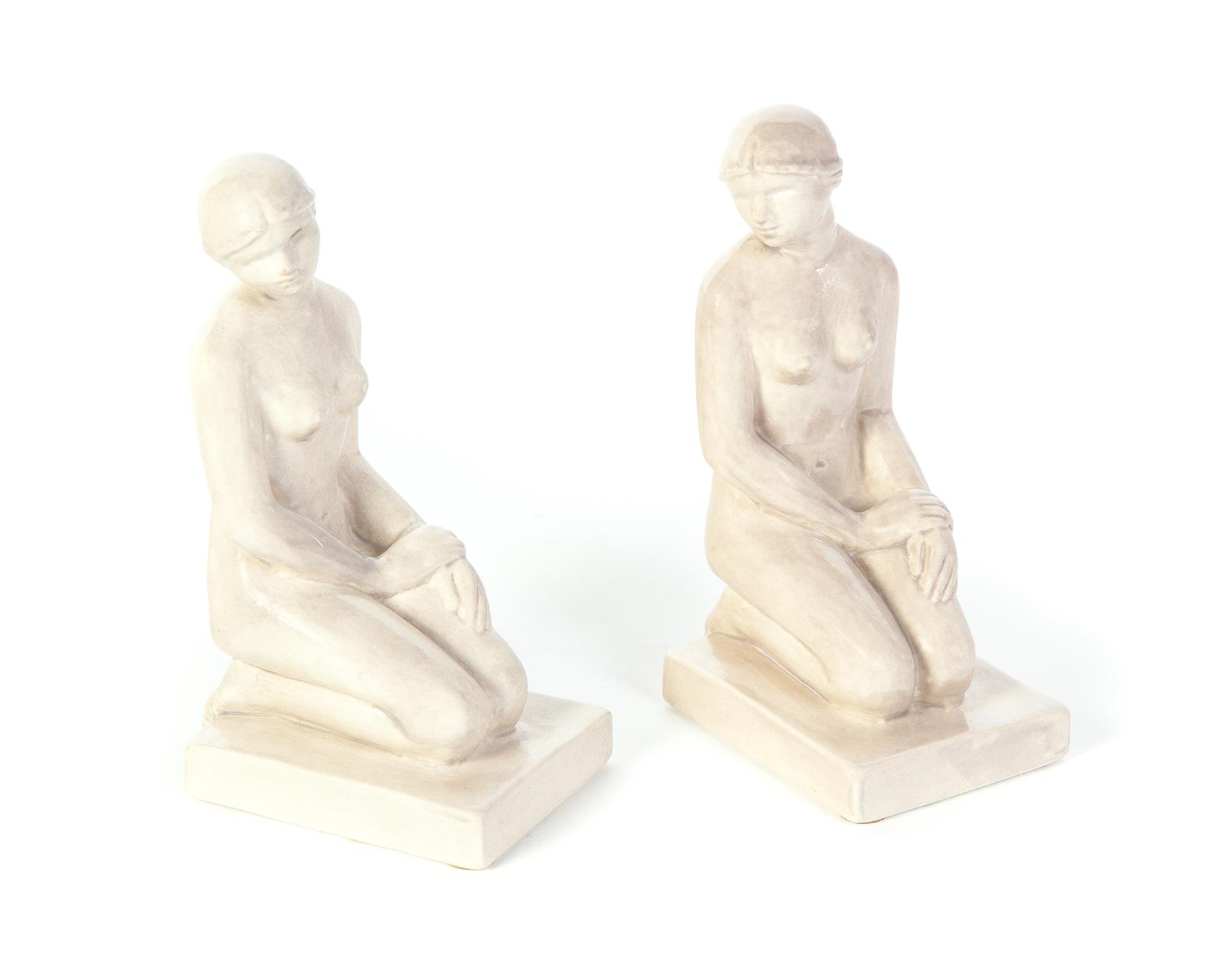 Appraisal: PAIR OF ROOKWOOD BOOKENDS Ohio ca - High glaze figures