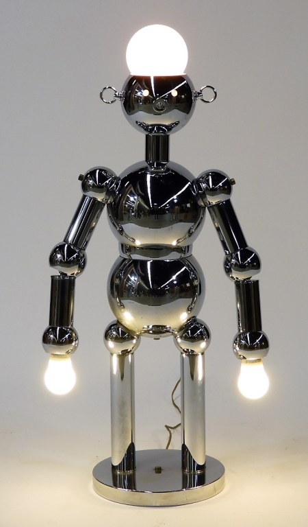 Appraisal: ITALIAN TORINO LAMP CO CHROME PLATED ROBOT LAMP Italy C