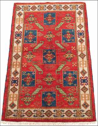 Appraisal: Modern Kazak Carpet Thick wool on cotton weft bright and