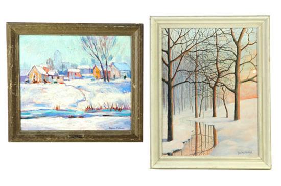 Appraisal: TWO WINTER LANDSCAPES AMERICAN SCHOOL MID TH CENTURY Both are