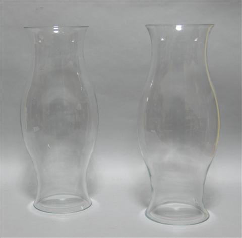 Appraisal: TWO GLASS HURRICANE SHADES Of baluster shape - h in