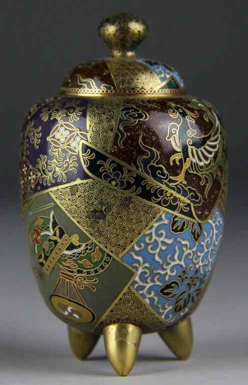 Appraisal: A Fine Japanese Cloisonn Covered Vase-Honda YosabFinely done in ''Kyoto