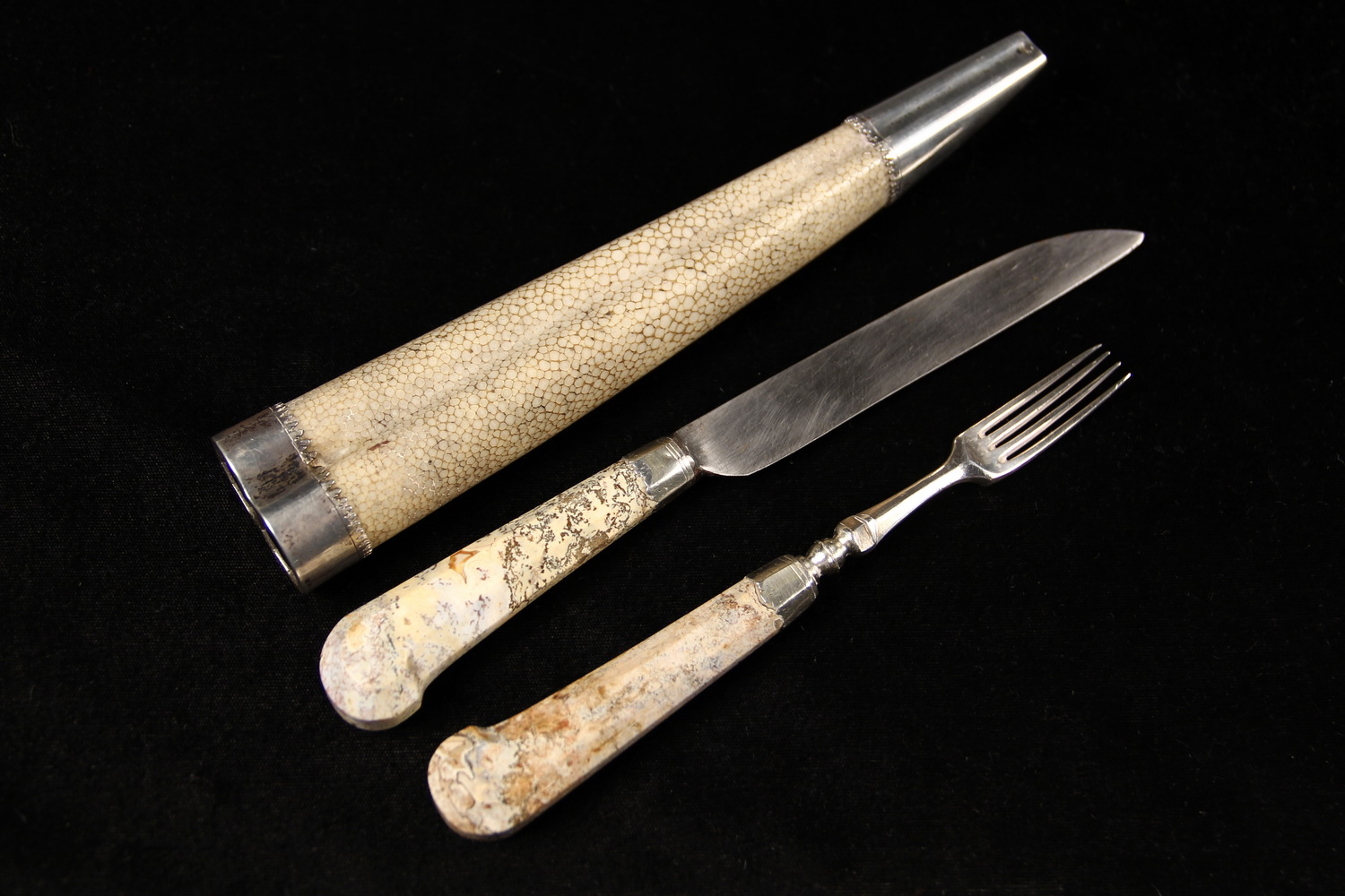 Appraisal: EARLY DUTCH CUTLERY SET Silver Fork and Knife with marks