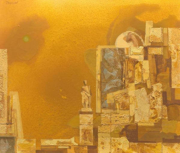 Appraisal: JOHN TEYREL AMERICAN - x Ruins Rhodes Mixed media on