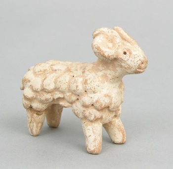 Appraisal: A Small Terracotta Ram Persian A hand molded terracotta ram