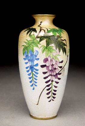 Appraisal: JAPANESE GINBARI CLOISONN VASE Attractive Japanese ginbari cloisonn enamel vase